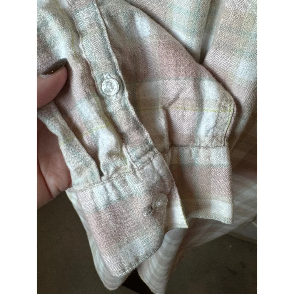 Barbour Shirt Women 14‎ Pink Plaid Check Flannel Relaxed Fit Newbury Button Down